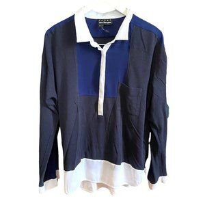 The Kooples Sport Color Block Long Sleeve Polo Rugby Blouse Top M